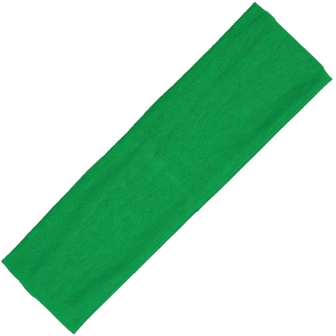 Kenz Laurenz Soft and Stretchy Elastic Cotton Headbands, Pack of 12, Green