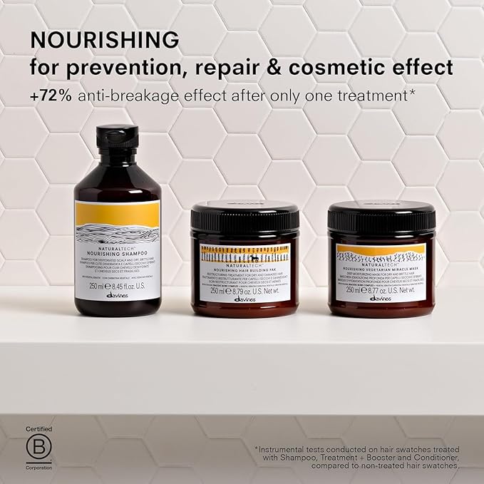 Davines Naturaltech NOURISHING Vegetarian Miracle Conditioner, Moisturize And Hydrate Brittle And Unstructured Hair, Add Softeness While Brightening, 8.84 oz.