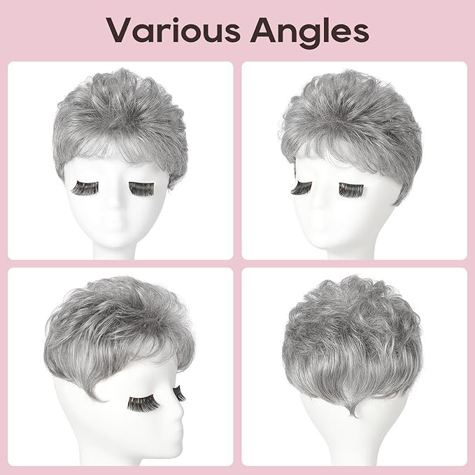 REECHO Hair Topper, Short Wiglet Hair Topper for Women with Thinning Large Coverage Synthetic Top Crown Hairpiece for Women - Silver Mist