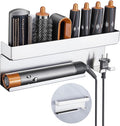 Storage Hair Dryer Holder for Curling Iron Wands Accessories, Hair Straightener Holder, Wall Mount Hair Tool Organizer for Styler Attachments,Stainless Steel Curling Iron Holder Organizer for Bathroom