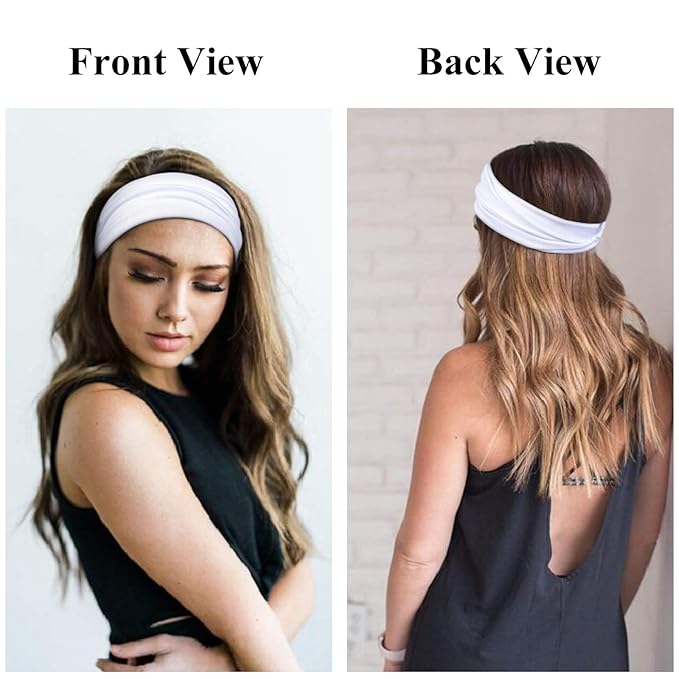 Huachi Headbands for Women Non Slip Women's Headbands Yoga Workout Exercise Hairbands for Women Wide Stretchy Hair Accessory