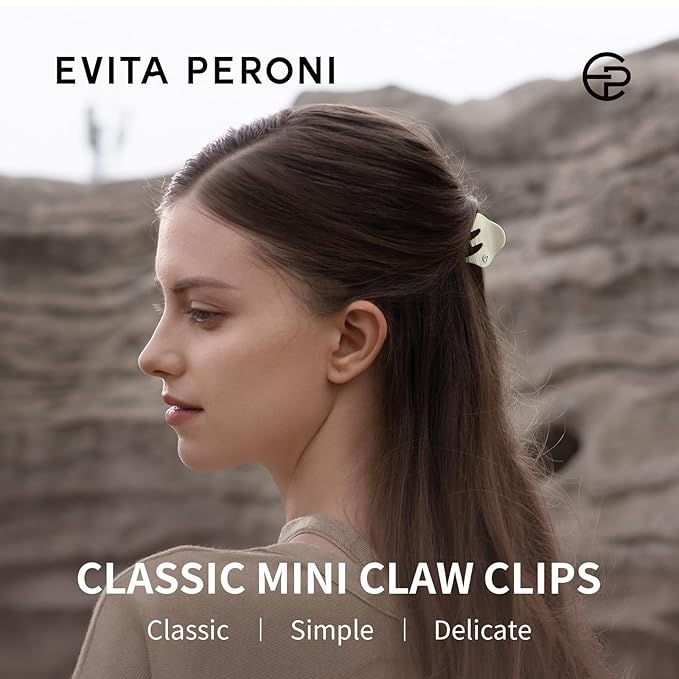 EVITA PERONI Small Hair Clips, Mini Hair Clip for Hair, Little Tiny Claw Clips for Women Girls Half Updo, Cream White