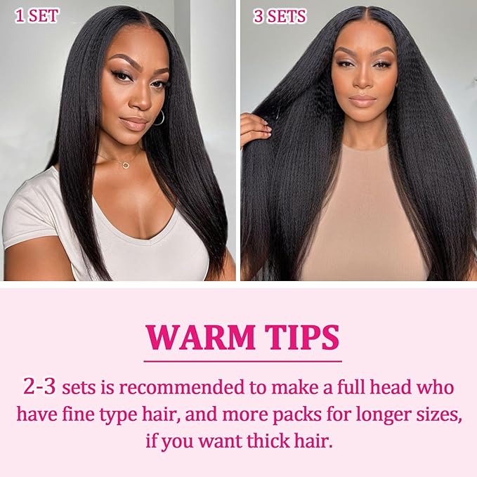 Clip in Hair Extensions Real Human Hair 20 Inch 8Pcs 120g Kinky Straight Clip Ins Full Head Brazilian Remy Hair Extensions for Women Natural Black Double Weft Clip In