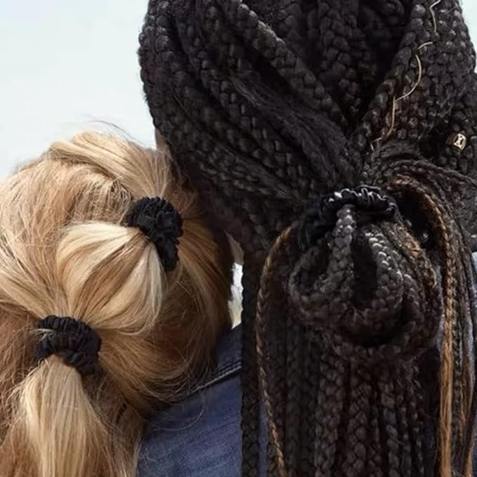 Suncdelv Silk,100% Silk Scrunchies for Hair,22 Momme Hair Ties for Anti-Crease & Breakage,Natural Women Hair Accessories，Fashion Hairbands 4PCS（Pink, black, red, blue）
