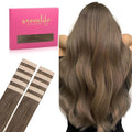 WENNALIFE Tape in Hair Extensions Human Hair Light Ash Brown 10pcs 30g 22 inch Remy Invisible Tape Ins Straight Colored Soft Real Human Hair Tape in Extensions Refill Set
