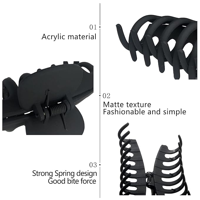 OWIIZI Big Hair Claw Clips for Women - 4.3" Nonslip Jumbo Clips for Long, Thick Hair, Strong Hold Jaw Clamps for Styling Accessories (3 Packs)
