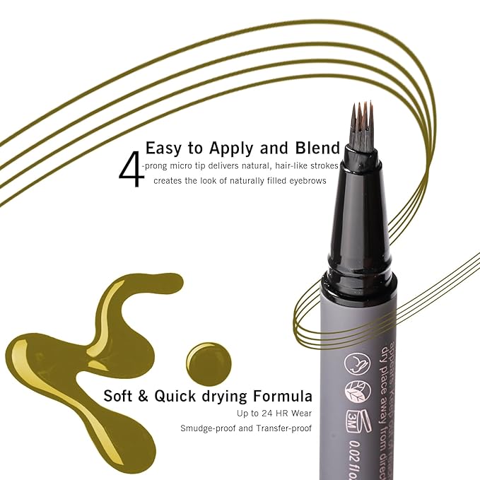 Taupe Eyebrow Pencil, 4-Prong Precision Brow Pen, Create Hair-like Stroke, Lift & Snatch Brow Shaping, Last for 24H YES.EYE DO (Cocoa Dust-Taupe)