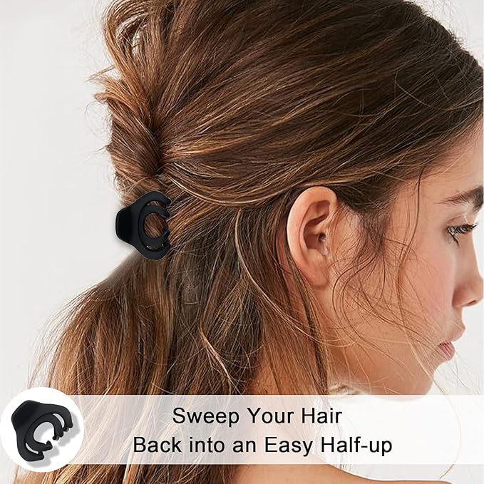 MAORULU Hair Clip, Tiny Octopus Hair Clip for Thin/Medium Thick Hair Women Girls Kids, 1.5 Inch Mini Hair Jaw Clips Matte, 10 Pack with Gift Box (Black)