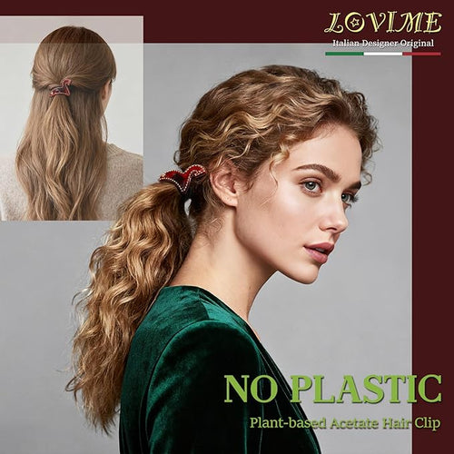 2026 Original Italian Designed Christmas Hair Tie for Women, Plant-Based Acetate Ponytail Holders for Girls, Handmade Christmas Hair Elastic Band With Gift Box-Steed Whisper
