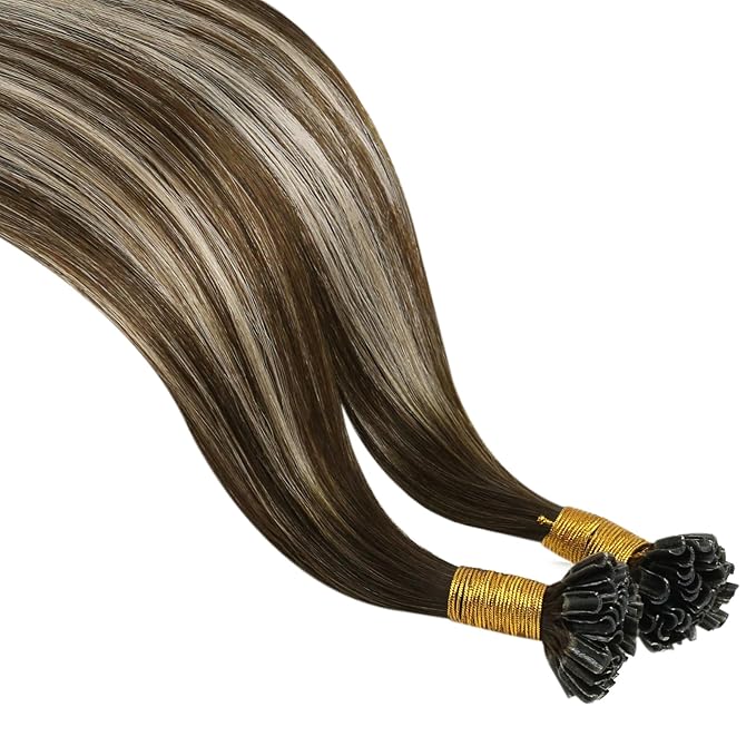 YoungSee U Tip Hair Extensions Human Hair Dark Brown Ombre Ash Blonde Utip Hair Extensions Real Human Hair Balayage 20In 1g/s 50g
