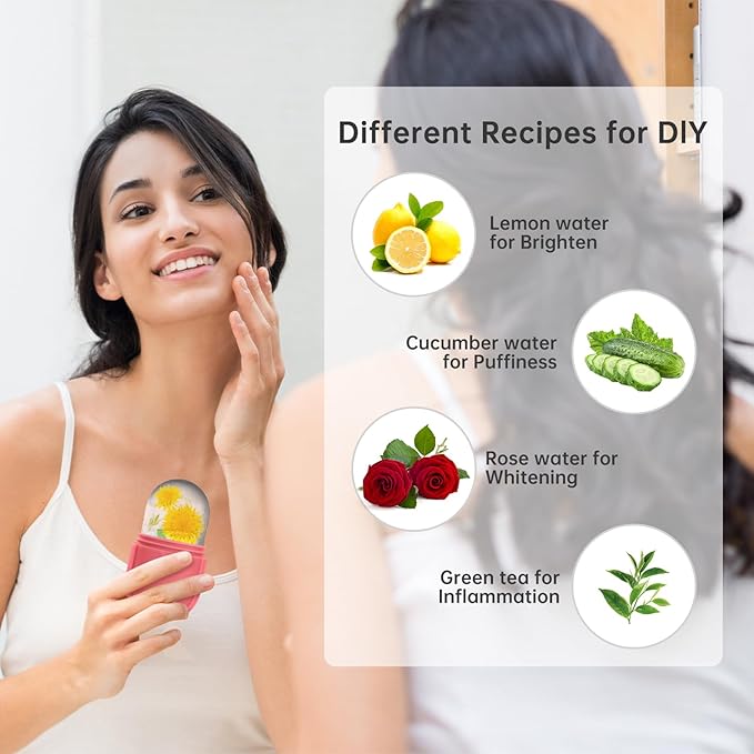 Ice Roller for Face and Eye, Ice Face Roller, Aesthetic Skin Care Tools Gifts for Women Cute Preppy Stuff,Silicone Ice Mold for Beauty(Pink)