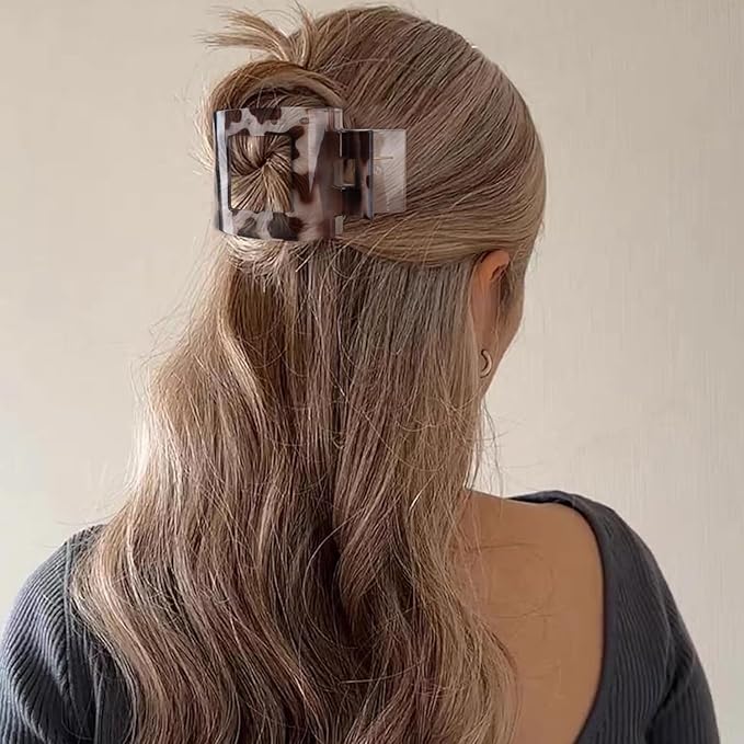 Velscrun Flat Hair Clips for Women Girls, 2 Styles 8 Pcs Lay Flat Claw Clips, Strong Hold French Duck Billed Large Side Hair Jaw Clip for All Hair Types, Non Slip Grip for Daily Styling Tortoise