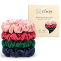 4Pcs Mulberry Silk Hair Scrunchies, Silk Hair Ties for Hair Sleep for Frizz Breakage for Women Girls Christmas Gifts