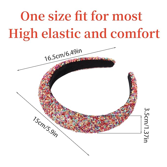 Glitter Headband for Women Fashion Sparkle Colorful Christmas Wide Headbands Comfortable High Elastic Headband Hairband Hair Hoop Hair Accessories for Womens
