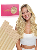 WENNALIFE Fuller Tape in Hair Extensions Human Hair, 20 inch 20pcs 80g Light Blonde Highlighted Golden Blonde Remy Hair Straight Tape in Extensions Skin Weft Tape Ins Extensiones De Cabello Humano