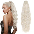 Claw Clip Ponytail Extension for Women 18 Inch Wavy Curly Fake Ponytail Clip in Hair Pieces Shoulder Length Fluffy Natural Synthetic Hairpiece for Daily Use (Light Blonde)