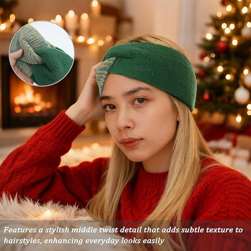 3Pcs Knitted Headbands for Women Twist Knit Winter Headband Thick Wide Ear Warmers Hair Accessories for Cold Weather