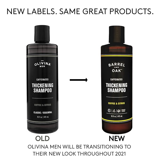 Barrel and Oak - Caffeinated Thickening Shampoo, Biotin Shampoo, Hair Care for Men, Strengthens & Hydrates, Biotin for Thicker Hair, Essential Oil-Based Scent, Vegan (Coffee & Citrus, 16 oz)