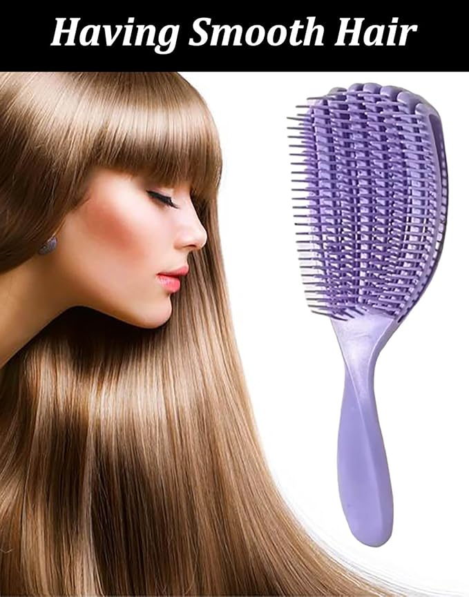 Hair Brush for Afro American/African Hair Textured Professional Curved Vented Brush Wet Dry Curly Hairbrush Detangling Massage Hairdressing Comb (Purple, Small)