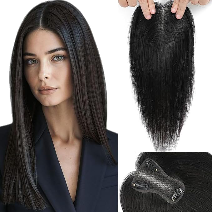 Hair Toppers for Women with Thinning Hair Toppers Hair Pieces for Women 10 Inch Hair Topper No Bangs Hairline Topper for Women Wiglets Hairpieces for Thinning Hair(Natural Black)