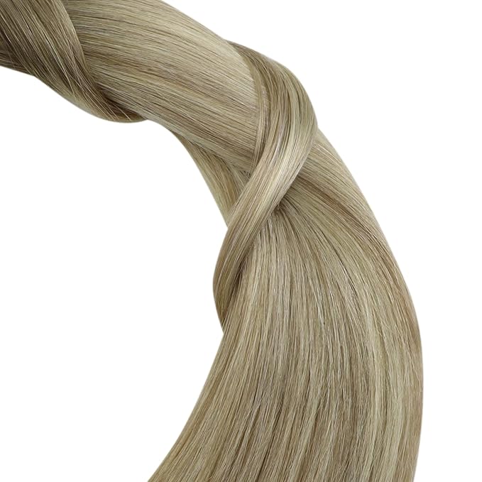 YoungSee Nano Ring Hair Extensions Ombre Blonde Nano Beads Human Hair Extensions Balayage Ash Blonde Ombre Platinum Blond Nano-Tip Hair Extension Human Hair Nano Remy Hair Extension 50G 50S 14Inch