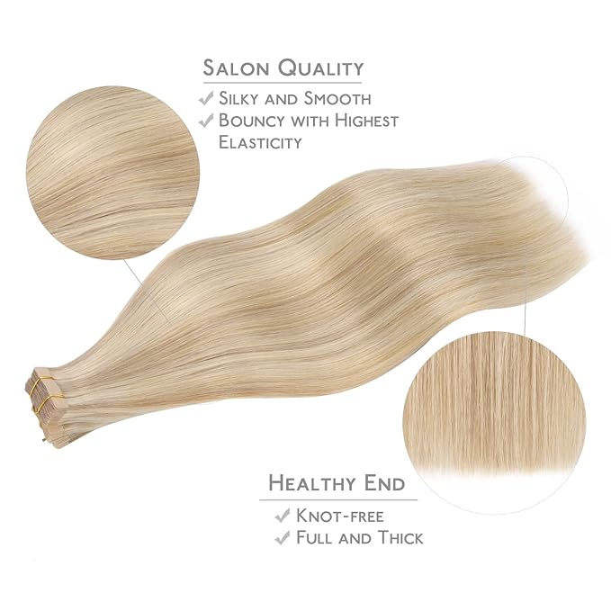 WENNALIFE Tape in Hair Extensions Human Hair, 20pcs 60g 26 inch Dirty Blonde Highlighted Bleach Blonde Remy Hair Extensions Straight Human Hair Tape in Extensions Skin Weft Extensions Hair