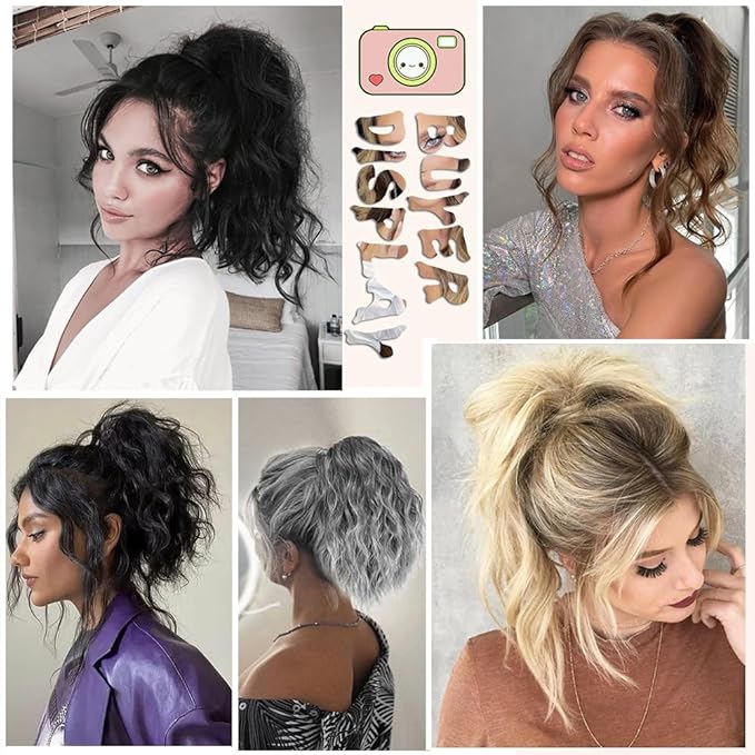 Ponytail Extension,12 Inch Drawstring Ponytail Hair Extensions for Women Synthetic Curly Wavy Fake Pony Tails Hair Pieces for Daily Party Use (4#)