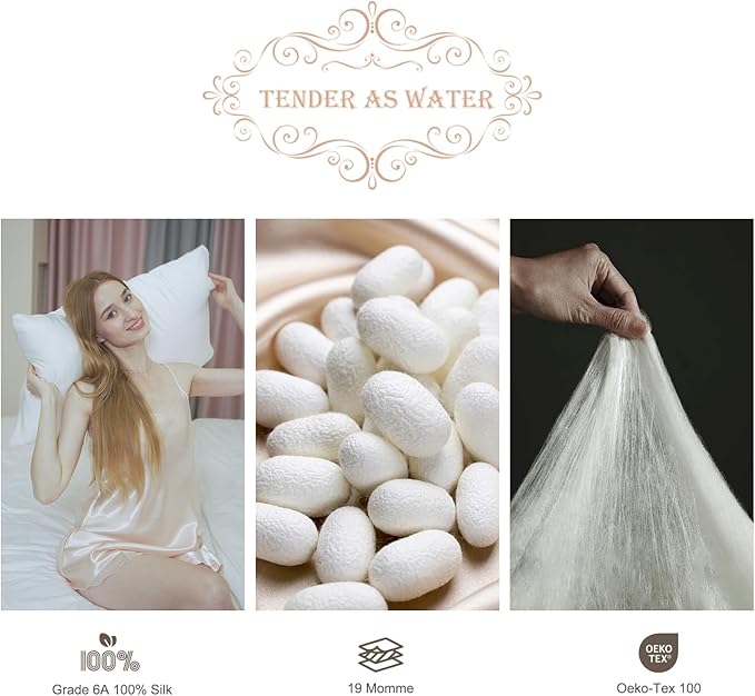 100% Mulberry Silk Pillowcase 2 Pack,King Size Silk Pillow Cases for Hair and Skin,Silky Smooth Bed Pillow Cover with Hidden Zipper,Natural Silk Pillow Case Set of 2 (Beige, King 20X36)