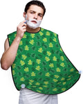Beard Grooming Cape, Waterproof Hair Catcher for Shaving Trimming, Non-Stick Bib Apron Gifts for Dad Men, Animal Frogs Green Shave Bib