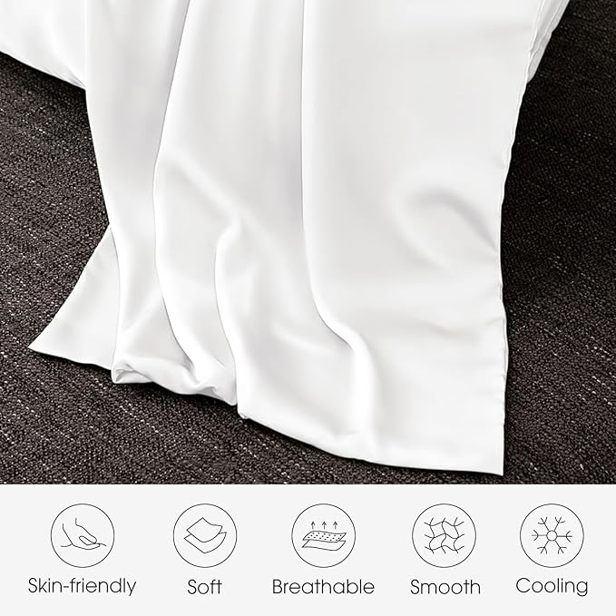 100% Silk Pillow Cases 2 Pack Standard Size Mulberry Silk Pillowcase for Hair and Skin Set of 2 Highest Grade 6A Silk Soft Breathable Cooling with Hidden Zipper, White