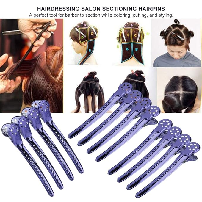 Hair Styling Clips, ANGGREK 12pcs/Box Hair Styling Clips Hairdressing Salon Sectioning Hairpins Duck Billed Hair Cutting Clips for Thick and Thin Hair Salon Styling 6 Colors()