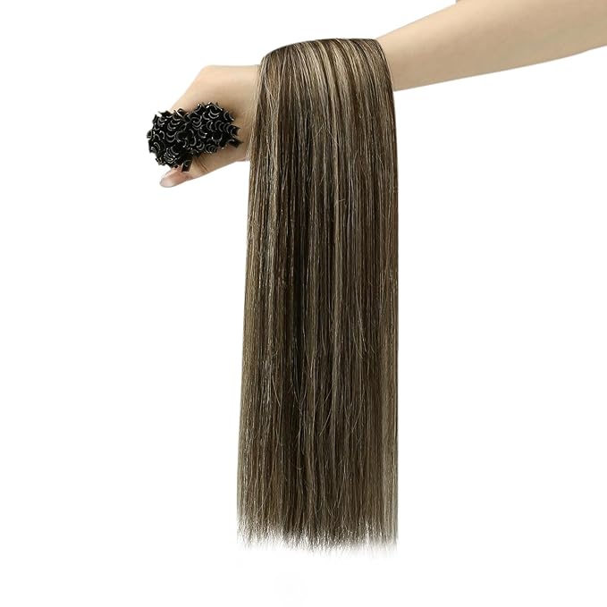 YoungSee U Tip Hair Extensions Human Hair Dark Brown Ombre Ash Blonde Utip Hair Extensions Real Human Hair Balayage 20In 1g/s 50g