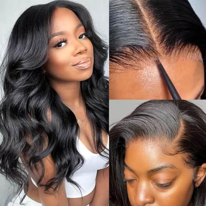Julia Hair Body Wave Glueless 13x4 Lace Front Wigs Human Hair 12A Pre Cut Lace Frontal Wig Pre Bleached Bye Bye Knots Pre Everything Put on and Go 180% Density Fast Wear Wigs Natural Color 24 Inch