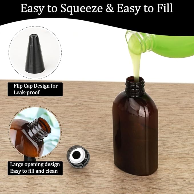 Cosywell Paint Bottles 8Pack 100ml/3.4oz Empty Squeeze Bottles Leak-Proof Refillable Plastic Hair Color Applicator Bottle Paint Storage Containers for Paint Art Crafts Shampoo Liquids(Clear)