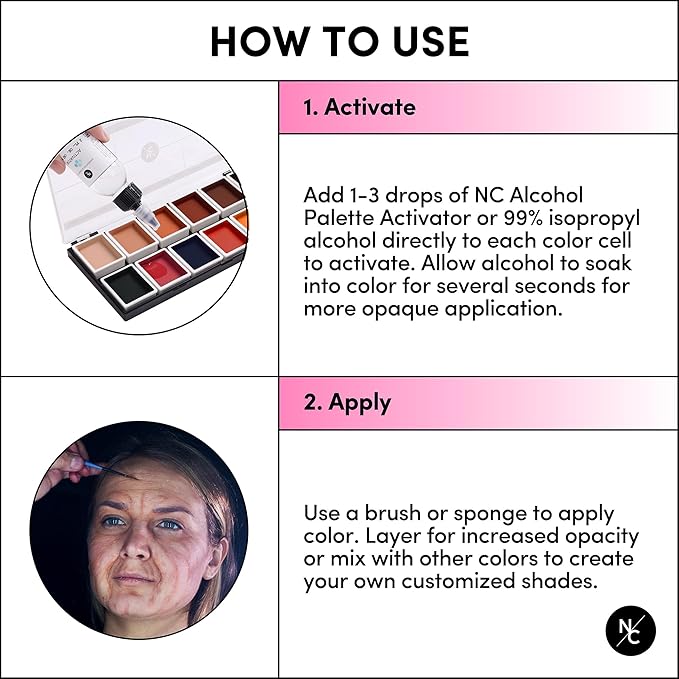 12 Color Dark Flesh Tone Alcohol Activated Makeup Palette for Special Effects - Waterproof Dark Flesh Tone Makeup for Professional Makeup Artists