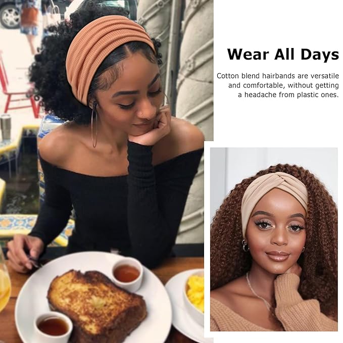 DRESHOW 4 Pack Turban Headbands for Women Wide Vintage Head Wraps Knotted Cute Hair Band Accessories