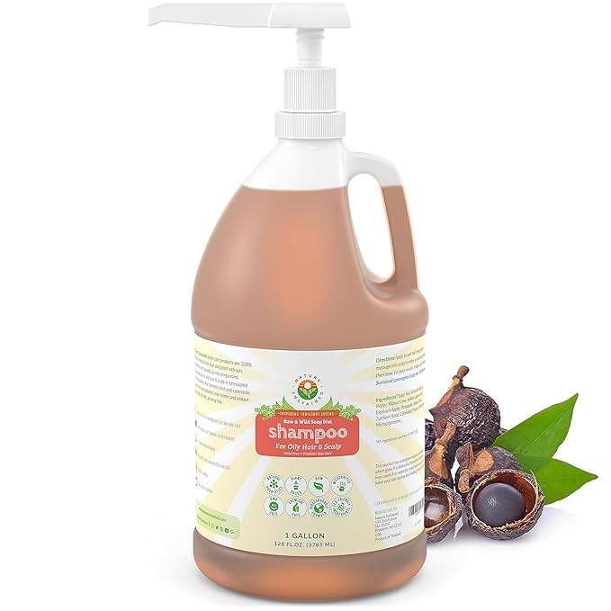 Natural Shampoo for Oily Hair & Scalp - Organic, Raw & Wildcrafted with Probiotics, Hypoallergenic & Sulfate Free Herbal Shampoo for Oil Control, Dandruff, Seborrheic Dermatitis - Gallon, Original