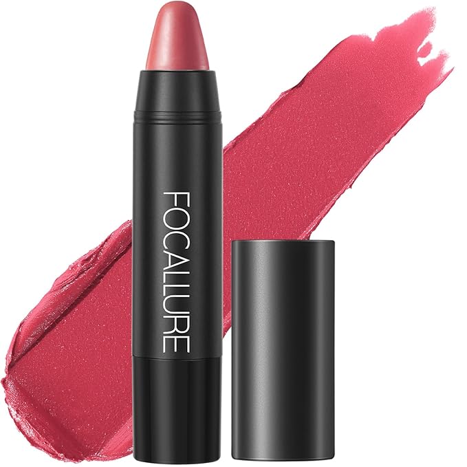 FOCALLURE Ultra Chic Matte Lipstick,Rich Vitamin E Lip Crayon,Lightweight Matte Color without Drying or Fading,Long Lasting Waterproof Lips Makeup,SMOKY CARMINE