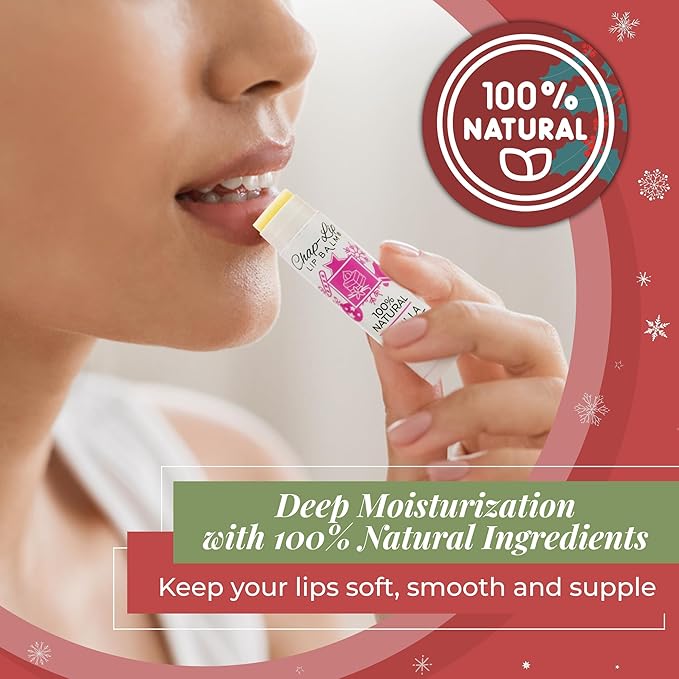 100% Natural Lip Balm Set - Beeswax Natural Christmas Gifts for Her - Lip Moisturizer for Dry Lips, Cocoa Butter - Petroleum Free, 24 Count, 2 Pack