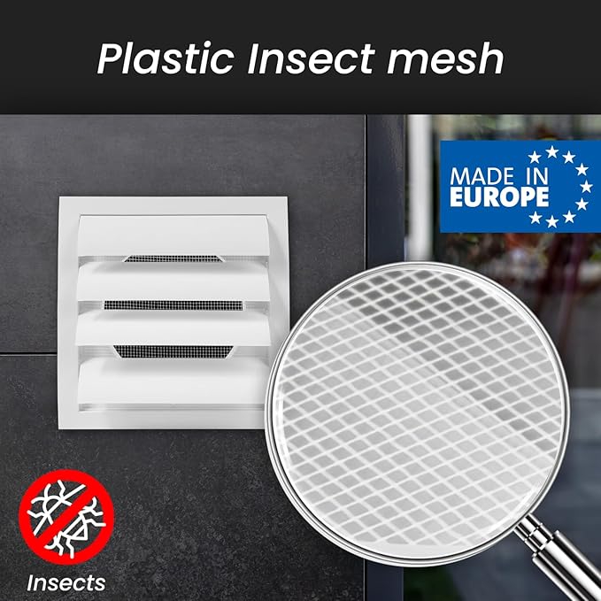Repa Market 5 Inch White Dryer Vent Cover/Duct Cover for Walls or Ducting/ABS Plastic Grille with Flaps and Insect Screen/Exhaust and Dryer Vent Covers for Indoor & Outdoor Use