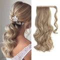 CJL HAIR 18" Long Ponytail Hair Extension Wrap Around Pony Tail Clip in Curly Wavy Synthetic Fake Hairpiece for Women Dirty Blonde