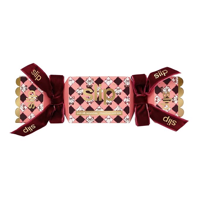 slip Assorted Scrunchies in Holiday Cracker Packaging: Anti-Crease, Anti-Breakage Slipsilk™ Design Protects Delicate Hair | Includes 3 Pure Silk Scrunchies, Sweetheart