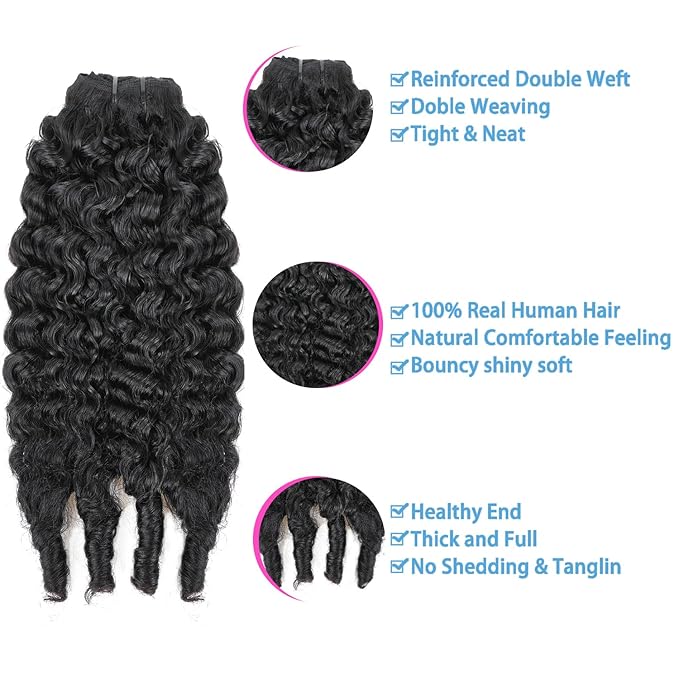 Burmese Curly Clip in Hair Extensions Real Human Hair 8Pcs Brazilian Human Hair Clip ins for Black Women With 18Clips 120g 24inch #1B Natural Black