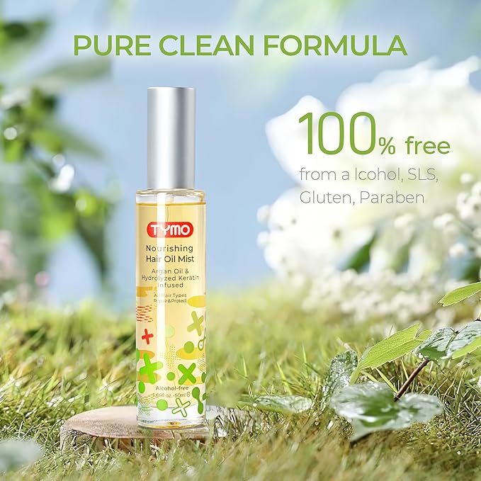 TYMO Argan Hair Oil Spray - Hydrating Natural 6 Blend Oil for Frizzy & Dry Hair, Organic Pure Formula, Daily Use Hair Treatment, Smooth Damaged Ends, Olive Oil & Vitamin E Infused, Pack of 3