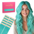 WENNALIFE Tape in Hair Extensions Human Hair Teal Green Tape in Extensions, 10pcs 20g 12 inch Remy Invisible Tape Ins Straight Colored Soft Real Human Hair Tape in Extensions Refill Set Extensions