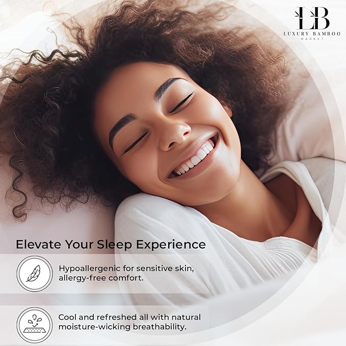 Luxury Bamboo Market | Queen Envelope Pillowcase Set | 100% Viscose Made from Bamboo | Organically Grown | Ultra Soft | Cooling | 2pcs [Dune]