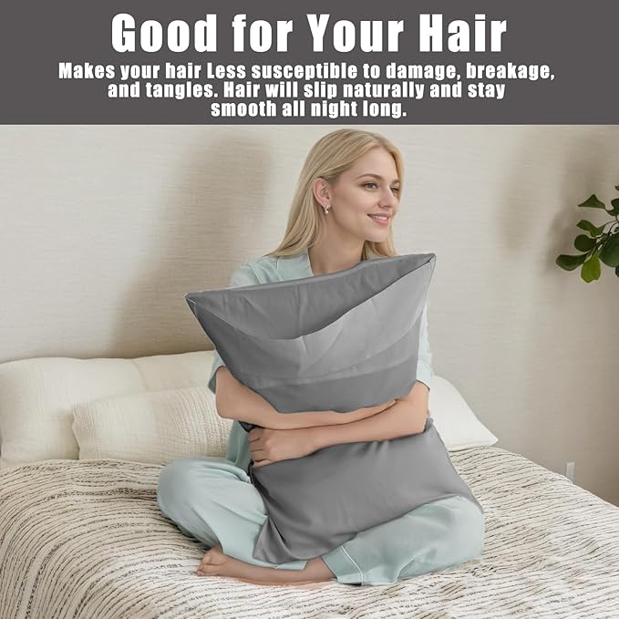 Pillow Cases Standard Size 2 Pack, Bamboo Rayon Cooling Pillowcases with Envelope Closure, Cool Breathable Pillow Case for Hot Sleepers & Night Sweats, 20x26 inch, Dark Grey