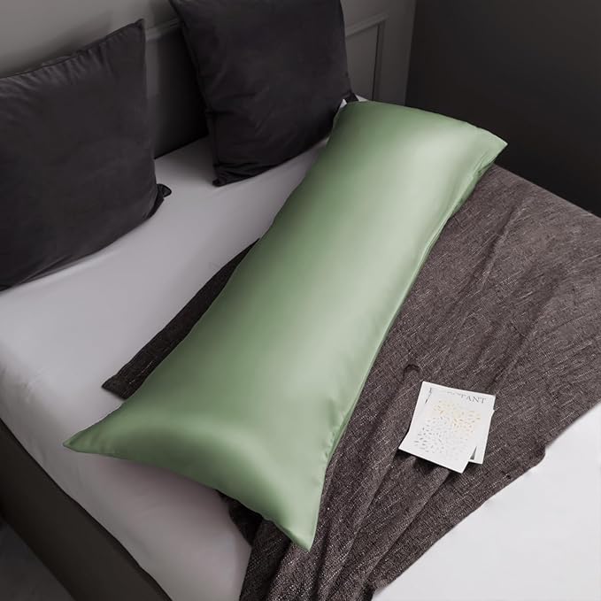 TELUS Body Cooling Pillow Case Cover, Bamboo Rayon & Lyocell Pillowcase with Zipper Closure, Breathable Pillow Case for Hot Sleepers and Night Sweats, 20x54 inches, Sage Green
