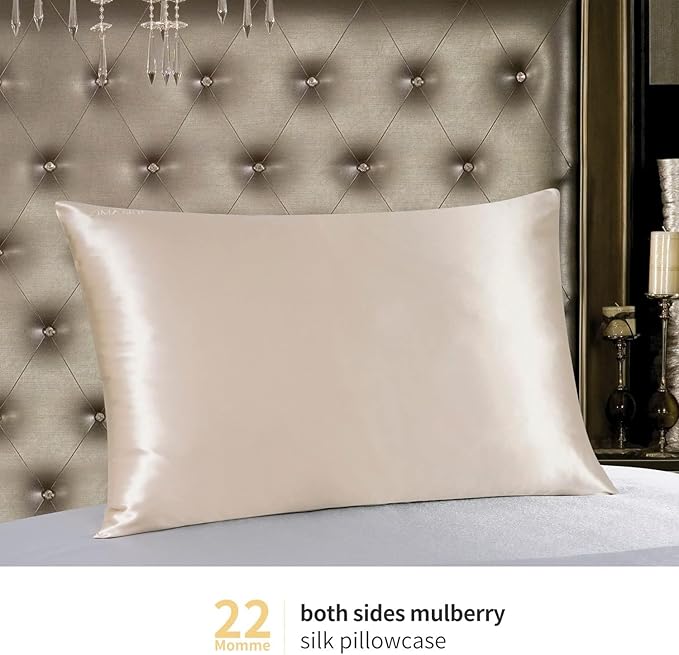 ZIMASILK 22 Momme Silk Pillowcase for Hair and Skin - 100% Pure Mulberry Silk with Hidden Zipper, Grade 6A Luxury Pillow Case for Women, Soft & Durable, Gift Box (King 20"x36" Beige)