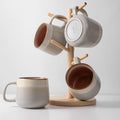 Ceramic Coffee Mugs Set of 4, 12 oz Stoneware Coffee Cups with Comfortable Handle for Latte, Tea, Cappuccino, Cocoa -Microwave and Dishwasher Safe - Modern Unique Aesthetic - Reactive Glaze